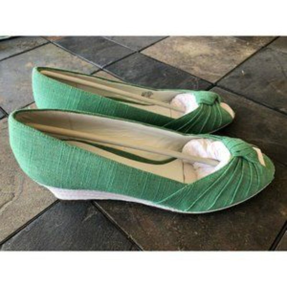 ETIENNE AIGNER DIPLOMAT WEDGE PEEP TOE ESPADRILLE HEELS - Picture 2 of 6